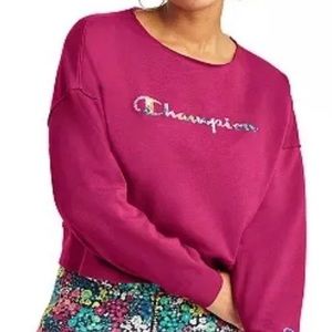 CHAMPION WOMEN’S CREWNECK CROP TOP SWEATSHIRT PINK SIZE: XS